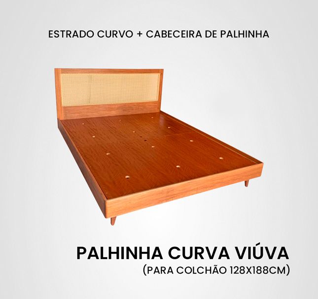 Cama Viúva Curva Palhinha Madeira Jequitibá