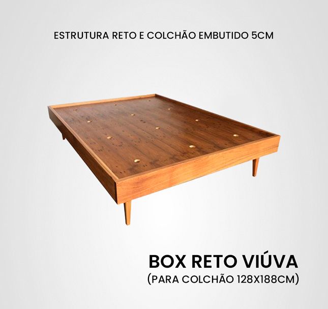 Cama Viúva Box Reto Madeira Jequitibá