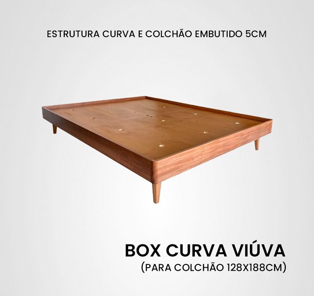 Cama Viúva Box Curva Madeira Jequitibá