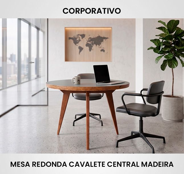 Mesa Redonda Cavalete Central Madeira 