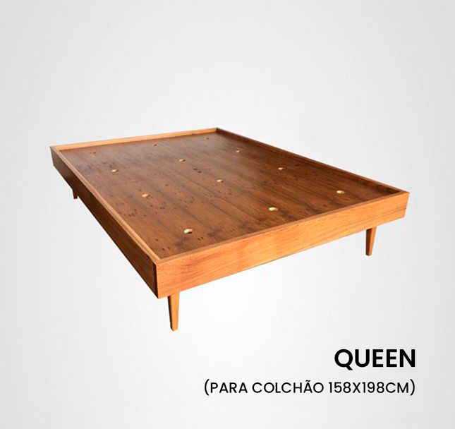 Cama Queen Box Reto Madeira Jequitibá