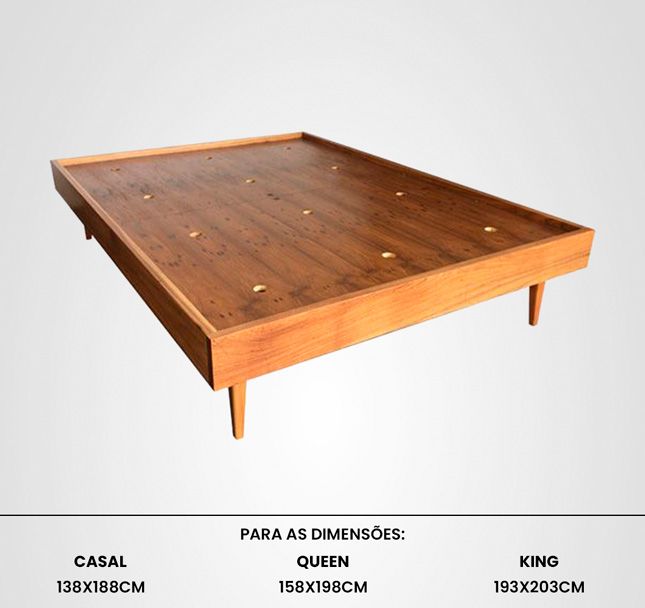Cama Casal Box Reto Madeira Jequitibá