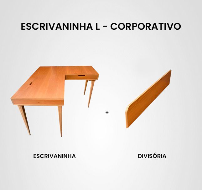 Escrivaninha L 140x120 Taco Freijó Passa Fios