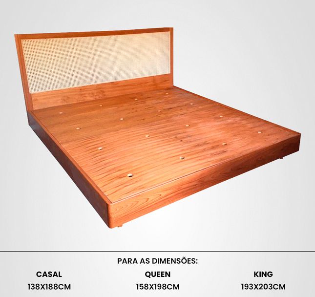 Cama Casal Curva Palhinha Madeira Jequitibá