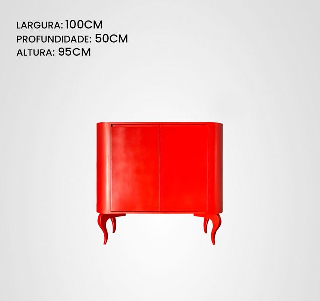 Bufê 100 Oval Cabriolet Vermelho