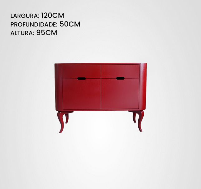 Bufê 120 Oval Cabriolet Vinho Tinto