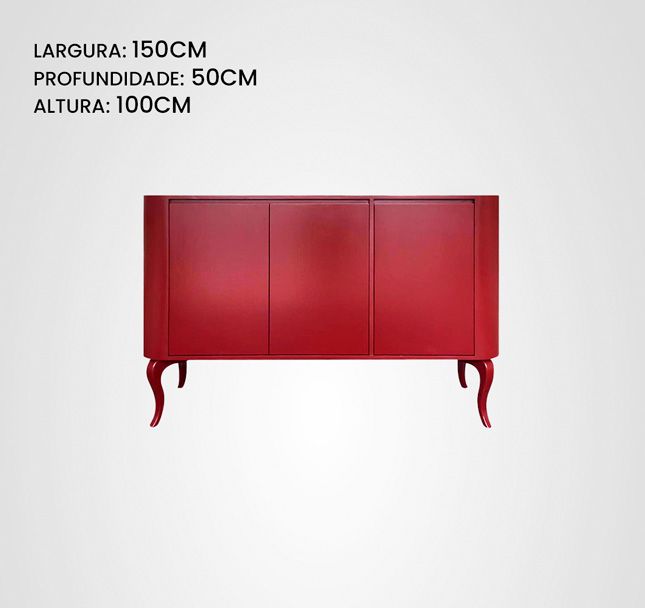 Bufê 150 Oval Cabriolet Vinho Tinto