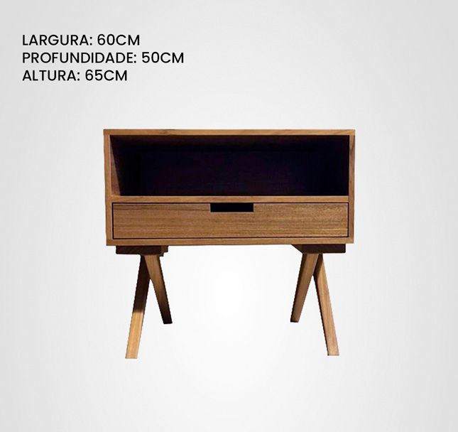 Mesa de Cabeceira 60 Quilha Cruzada Freijó