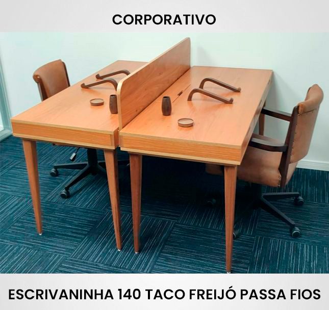 Corporativo: Escrivaninha 140 Taco Freijó Passa Fios