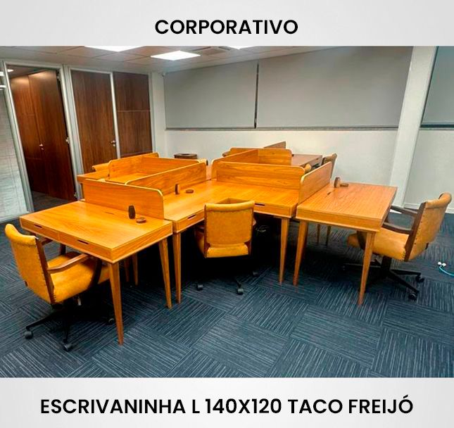 Corporativo: Escrivaninha L 140x120 Taco Freijó Passa Fios