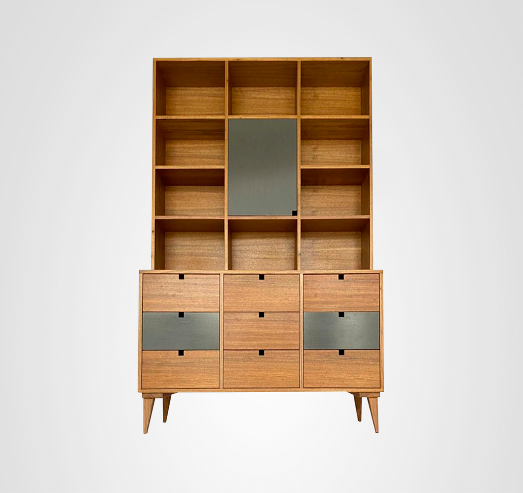 Livreiro 120 Taco Freijó Cinza Concreto