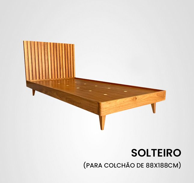 Cama Solteiro Curva Ripada Madeira Freijó