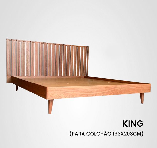 Cama King Curva Ripado Alternado Madeira Jequitibá