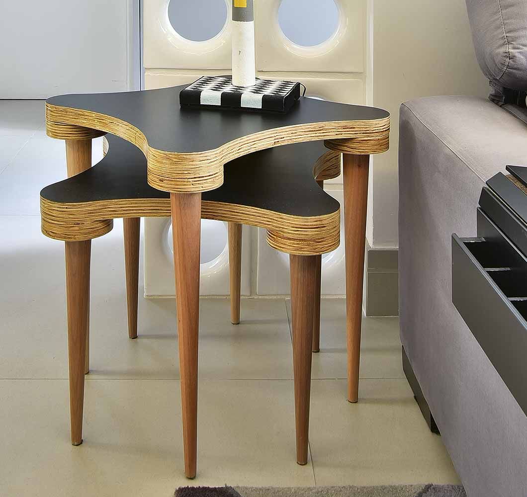 Mesa Lateral 50 Estica Ninho Palito Jequitibá Preto