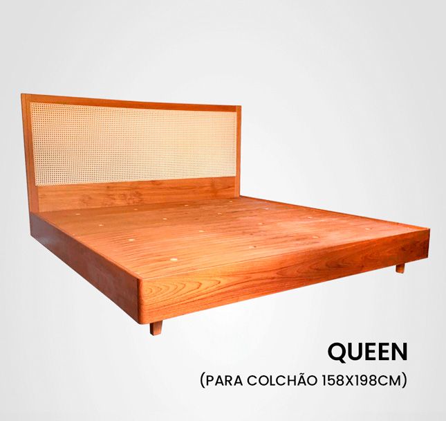 Cama Queen Curva Palhinha Madeira Jequitibá