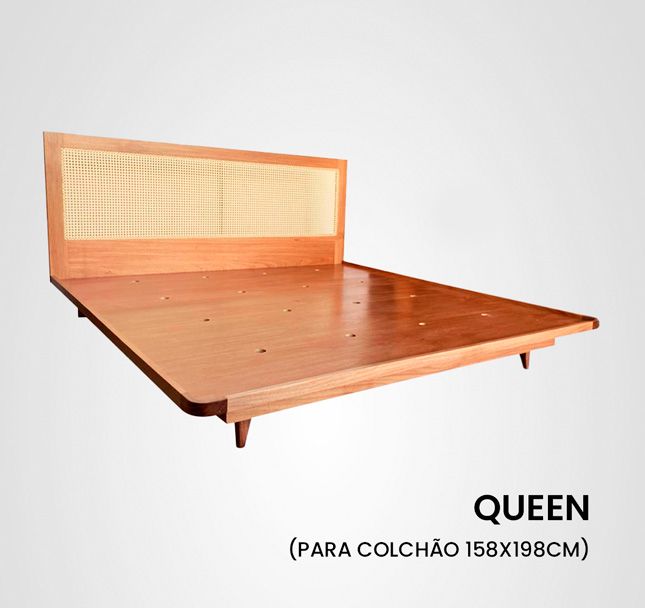 Cama Queen Sobreposta Curva Palhinha Madeira Jequitibá