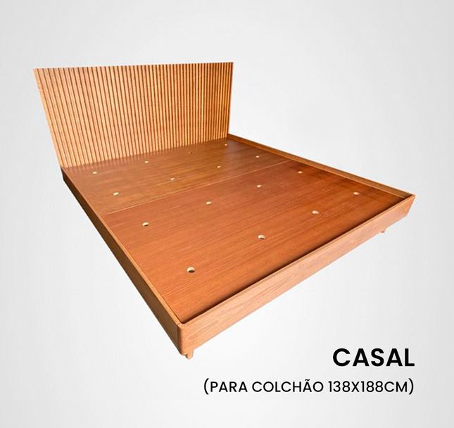 Cama Casal Curva Ripada Madeira Jequitibá