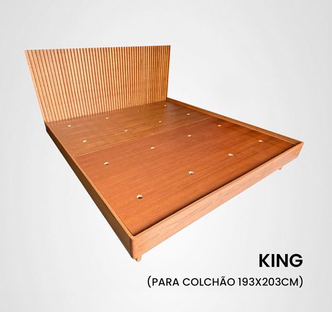 Cama King Curva Ripada Madeira Jequitibá