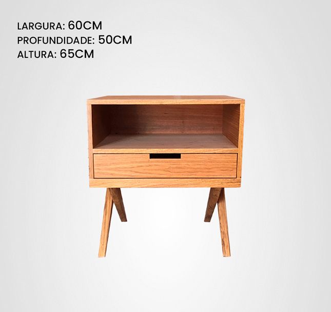 Mesa de Cabeceira 60 Quilha Cruzada Freijó