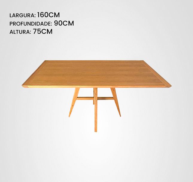Mesa de Jantar 160 Retangular Asa Quilha Central Freijó