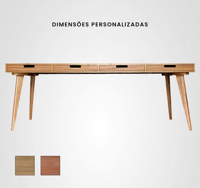 Escrivaninha Quilha 4 Gavetas Madeira