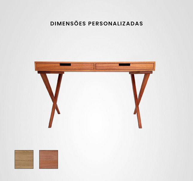 Escrivaninha Quilha Cruzada 2 Gavetas Madeira