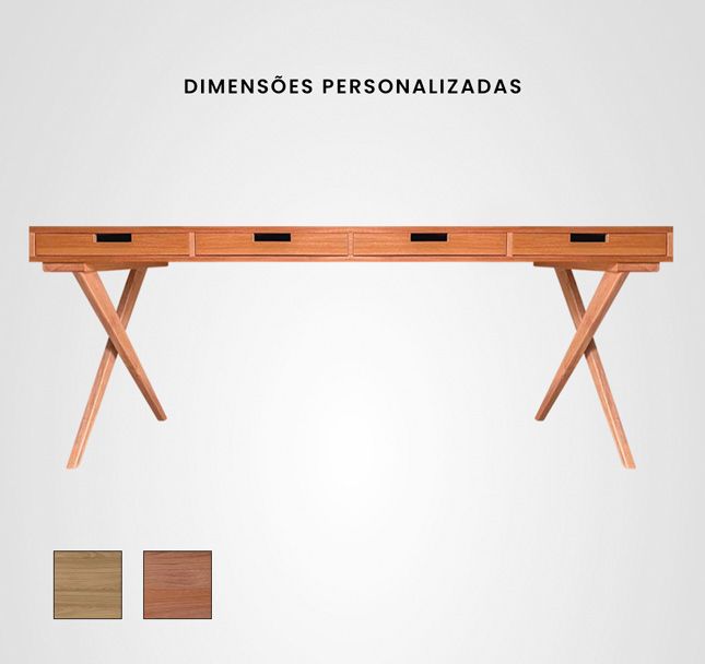 Escrivaninha Quilha Cruzada 4 Gavetas Madeira