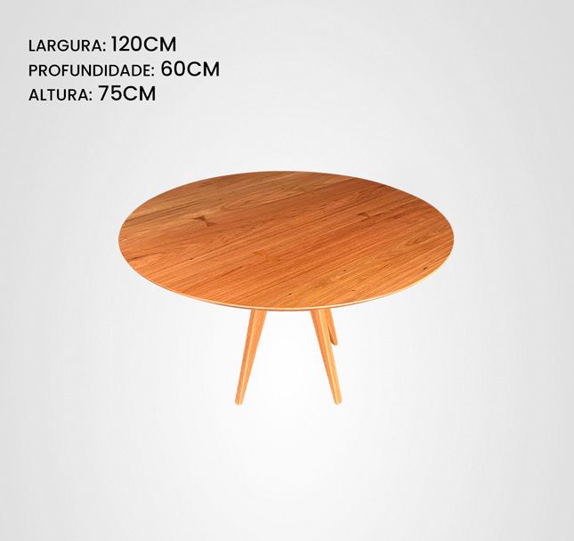 Mesa de Jantar 120 Redonda Marchetada Quilha Central Freijó