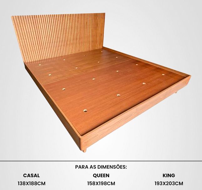 Cama Casal Curva Ripada Madeira Jequitibá