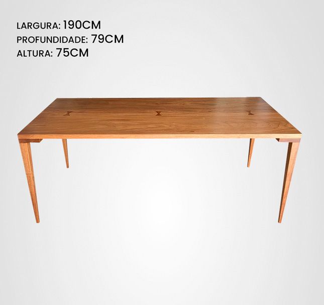 Mesa de Jantar 190 Retangular Marchetada Taco Jequitibá