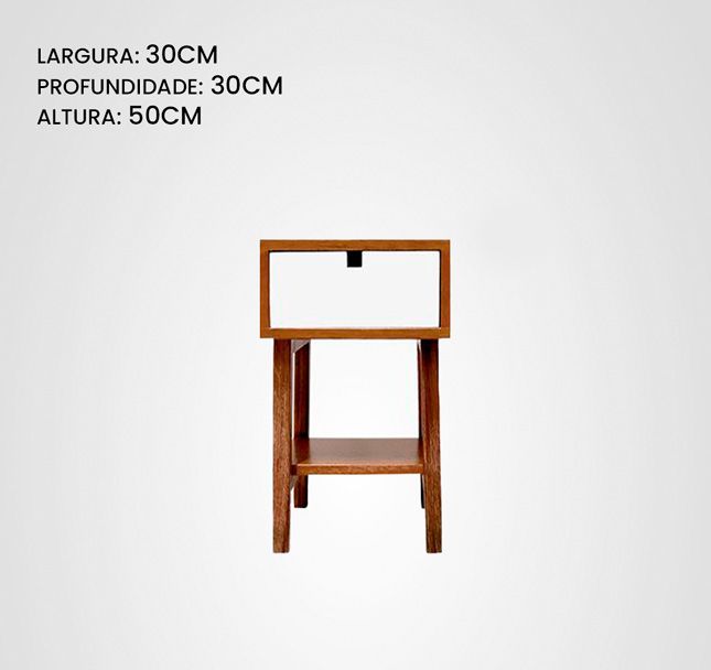 Mesa de Cabeceira 30 Reto Jequitibá Gaveta Branco