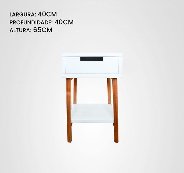 Mesa de Cabeceira 40 Reto Jequitibá Branco