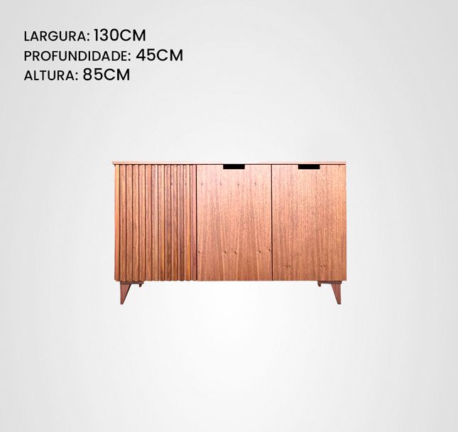 Bufê 130 Ripado Fechado Lateral Taco Freijó