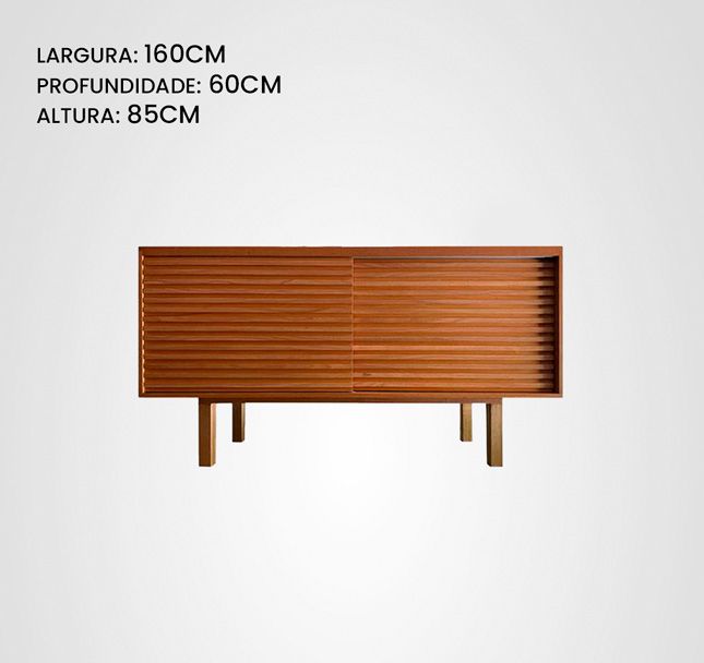 Bufê/Rack 160 Reto Estruturado Ripado Jequitibá 