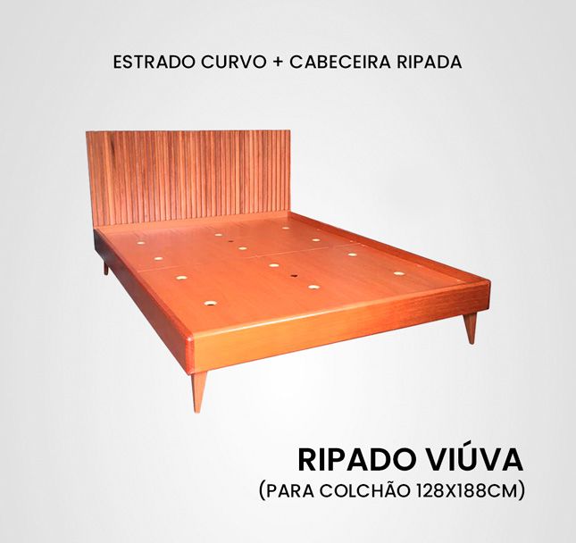 Cama Viúva Curva Ripada Madeira Jequitibá