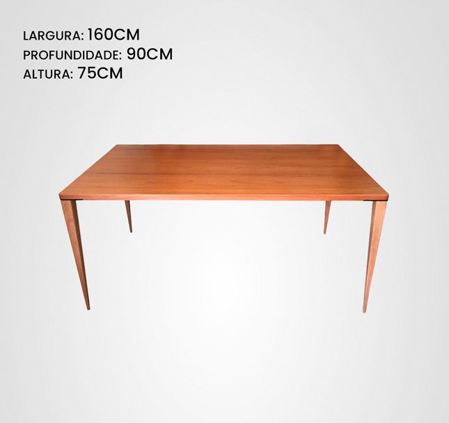 Mesa de Jantar 160 Curva Retangular Slim Taco Jequitibá