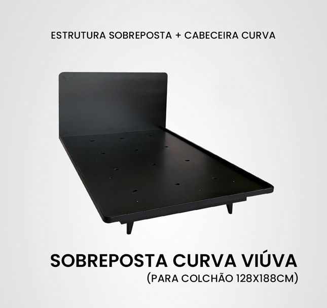 Cama Viúva Sobreposta Curva Taco Preto