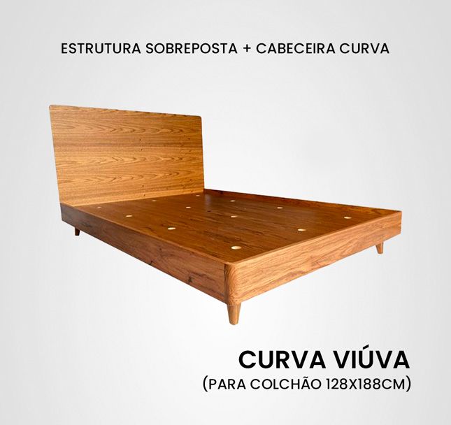 Cama Viúva Curva Madeira Freijó