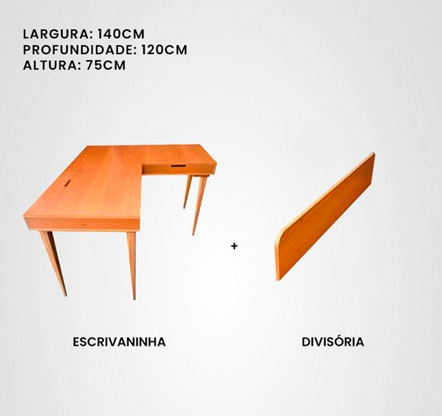 Corporativo: Escrivaninha L 140x120 Taco Freijó Passa Fios