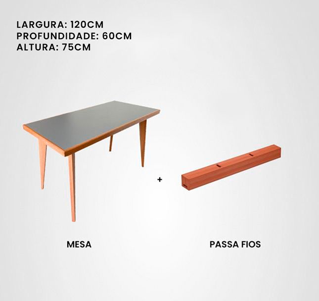 Corporativo: Mesa 120 Quilha Jequitibá Chumbo