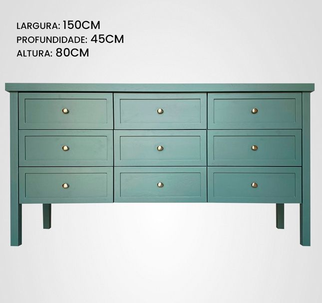 Cômoda 150 Reto 9 Gavetas Verde Floresta
