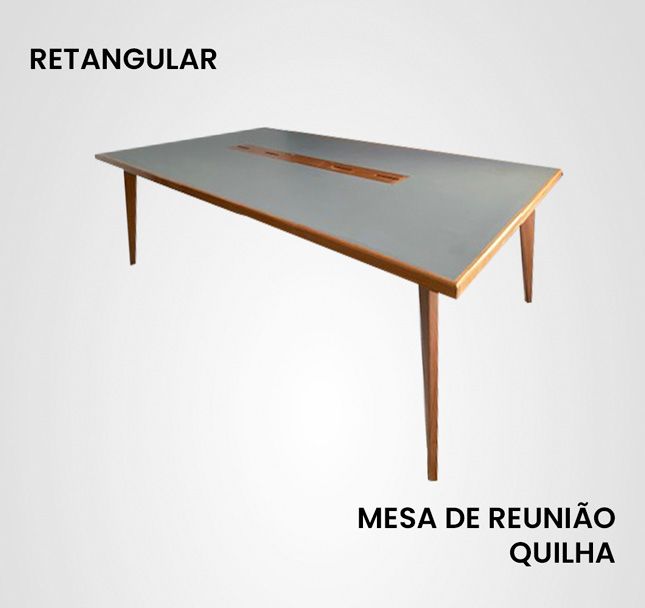 Mesa de Reunião Quilha Jequitibá Chumbo Passa Fios