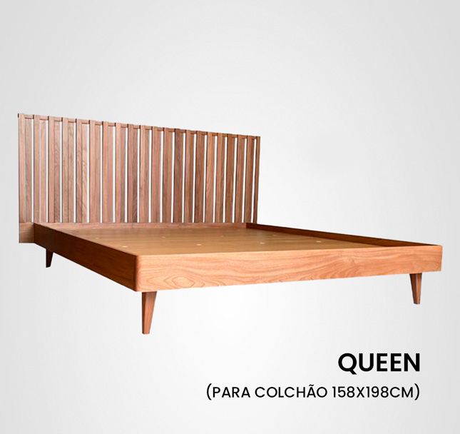 Cama Queen Curva Ripado Alternado Madeira Jequitibá