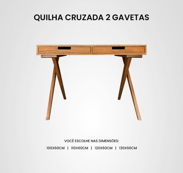 Escrivaninha Quilha Cruzada 2 Gavetas Madeira
