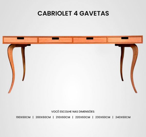Escrivaninha Cabriolet 4 Gavetas Madeira