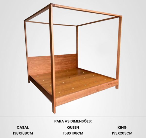 Cama Casal Dossel Madeira