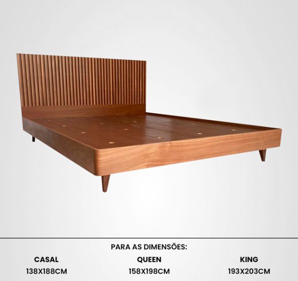 Cama Casal Curva Ripada Madeira