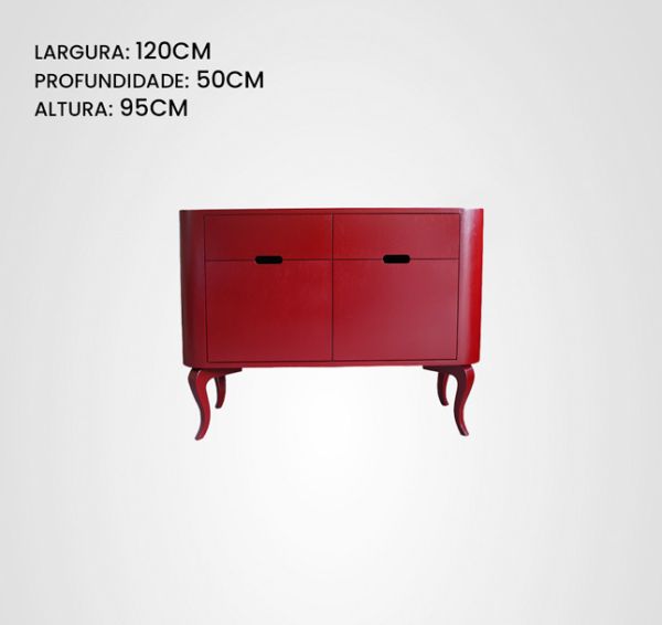 Bufê 120 Oval Cabriolet Vinho Tinto