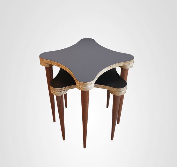 Mesa Lateral 50 Estica Ninho Palito Cinza Preto