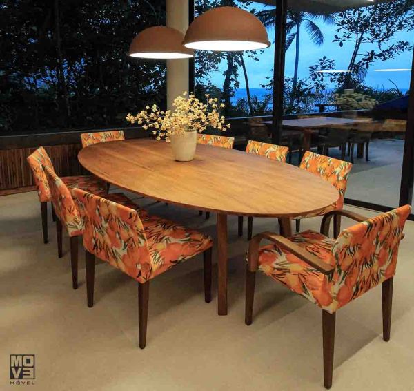 Mesa de Jantar 250 Oval Quilha Madeira